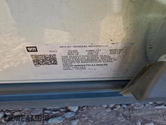 ✅ 2023 Chevrolet Bolt EV 1LT • VIN: 1G1FW6S07P4136839 • Lot: 94795365. Listed on Copart with 49,740 mi. Free auction sales archive from the USA and detailed vehicle history report at DreamBid. Image 13.