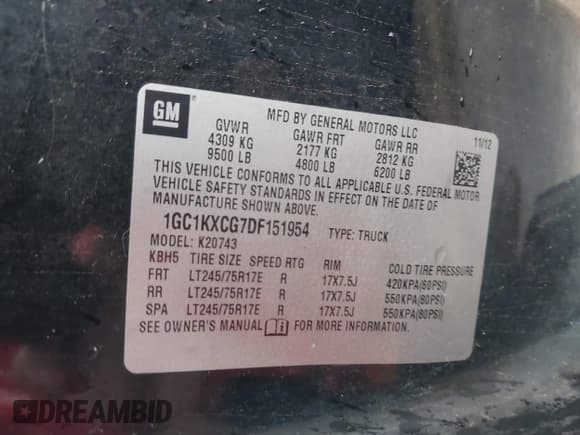 ✅ 2013 Chevrolet Silverado 2500HD LT • VIN: 1GC1KXCG7DF151954 • Lot: 41909133. Listed on IAAI with 189,939 mi. Free auction sales archive from the USA and detailed vehicle history report at DreamBid. Image 9.