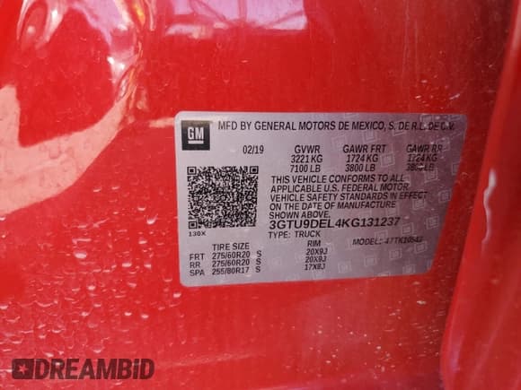 ✅ 2019 GMC Sierra 1500 SLT • VIN: 3GTU9DEL4KG131237 • Lot: 70024525. Listed on Copart with 101,666 mi. Free auction sales archive from the USA and detailed vehicle history report at DreamBid. Image 13.