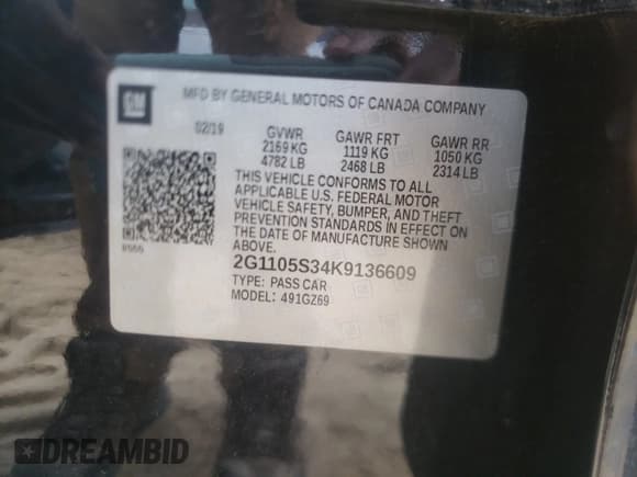 ✅ 2019 Chevrolet Impala Premier • VIN: 2G1105S34K9136609 • Лот: 49663241. Опубликован ранее на Copart с пробегом Не указан. Бесплатный доступ к архиву аукционных продаж из США и подробный отчёт об истории автомобиля на DreamBid. Изображение 10.