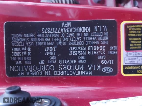 ✅ 2010 Kia Sportage • VIN: KNDKHCA34A7717375 • Lot: 41780065. Listed on IAAI with 142,860 mi. Free auction sales archive from the USA and detailed vehicle history report at DreamBid. Image 9.