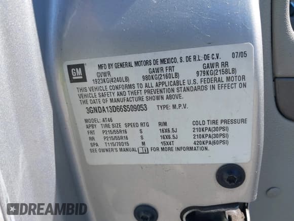 ✅ 2006 Chevrolet HHR LS • VIN: 3GNDA13D66S509053 • Lot: 42237882. Listed on IAAI with 192,101 mi. Free auction sales archive from the USA and detailed vehicle history report at DreamBid. Image 9.