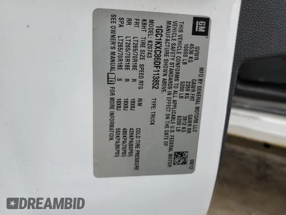 ✅ 2013 Chevrolet Silverado 2500HD LT • VIN: 1GC1KXC86DF113852 • Lot: 56238565. Wystawiony na Copart z przebiegiem Nie podano. Bezpłatny archiwum sprzedaży aukcyjnych z USA i szczegółowy raport historii pojazdu na DreamBid. Zdjęcie 12.