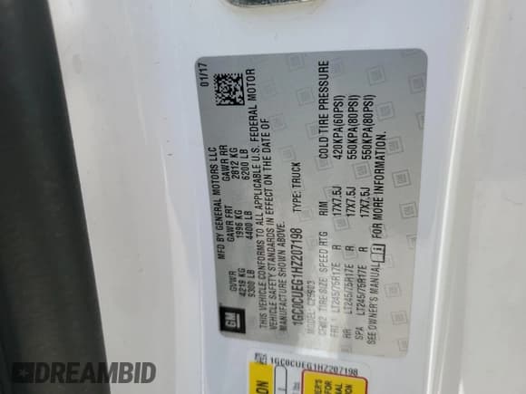 ✅ 2017 Chevrolet Silverado 2500HD Work Truck • VIN: 1GC0CUEG1HZ207198 • Lot: 47250285. Wystawiony na Copart z przebiegiem 74 058 mil. Bezpłatny archiwum sprzedaży aukcyjnych z USA i szczegółowy raport historii pojazdu na DreamBid. Zdjęcie 12.