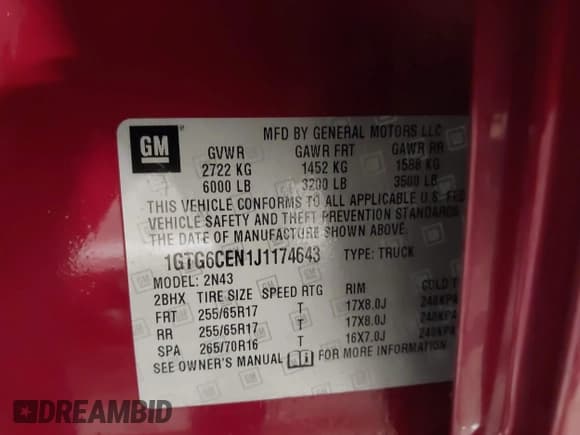 ✅ 2018 GMC Canyon 4WD SLE • VIN: 1GTG6CEN1J1174643 • Лот: 43660608. Опубликован ранее на IAAI с пробегом 83 972 миль. Бесплатный доступ к архиву аукционных продаж из США и подробный отчёт об истории автомобиля на DreamBid. Изображение 9.