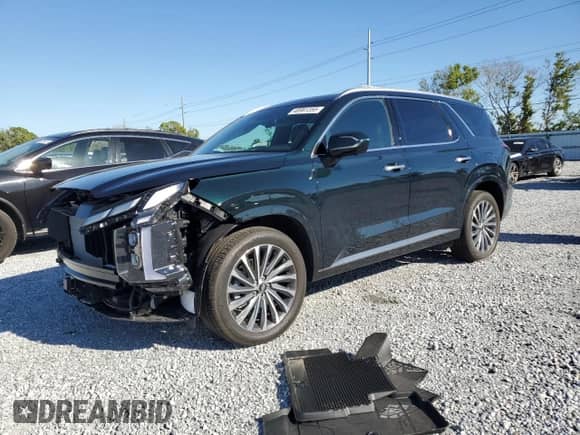 2025 Hyundai Palisade Calligraphy with VIN KM8R74GE5SU835949, listed as a Copart auction lot 48981355 with 3,674 mi miles and Salvage title. Bid and sale history available at DreamBid. Image 1.