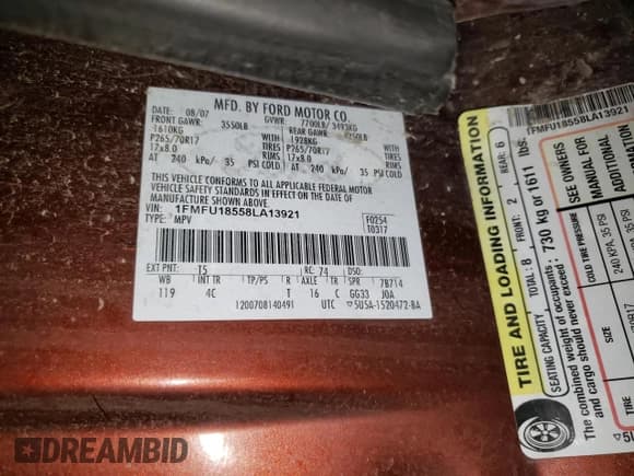 ✅ 2008 Ford Expedition Eddie Bauer • VIN: 1FMFU18558LA13921 • Lot: 65630505. Wystawiony na Copart z przebiegiem 113 083 mil. Bezpłatny archiwum sprzedaży aukcyjnych z USA i szczegółowy raport historii pojazdu na DreamBid. Zdjęcie 13.