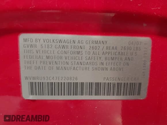 ✅ 2007 Volkswagen Passat • VIN: WVWRU93C47E220826 • Lot: 42721381. Wystawiony na IAAI z przebiegiem 221 705 mil. Bezpłatny archiwum sprzedaży aukcyjnych z USA i szczegółowy raport historii pojazdu na DreamBid. Zdjęcie 9.