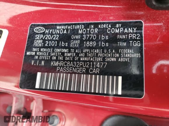 ✅ 2023 Hyundai Venue SEL • VIN: KMHRC8A32PU211477 • Lot: 73841314. Listed on Copart with Not provided. Free auction sales archive from the USA and detailed vehicle history report at DreamBid. Image 14.