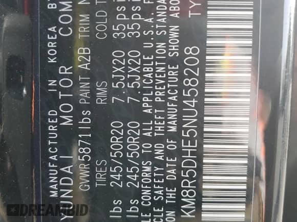 2022 Hyundai Palisade Limited с VIN KM8R5DHE5NU458208, выставлен на аукционе Copart как лот 71280194 с пробегом 48 987 миль миль и Списание • Salvage title. История ставок и продаж доступна на DreamBid. Изображение 14.