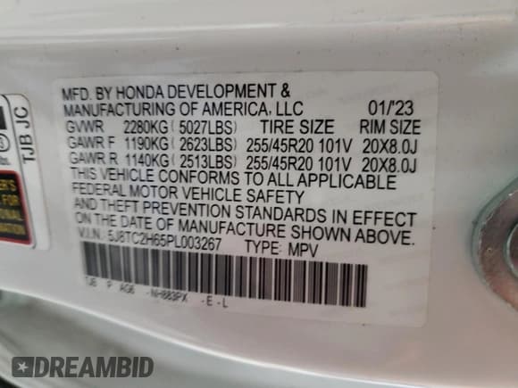 ✅ 2023 Acura RDX w/A-Spec Package • VIN: 5J8TC2H65PL003267 • Lot: 90355355. Listed on Copart with Not provided. Free auction sales archive from the USA and detailed vehicle history report at DreamBid. Image 13.