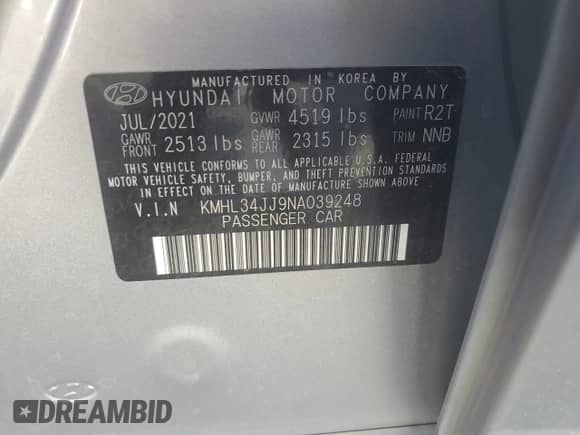 2022 Hyundai Sonata SEL с VIN KMHL34JJ9NA039248, выставлен на аукционе Copart как лот 88916675 с пробегом 66 203 миль миль и Списание • Salvage title. История ставок и продаж доступна на DreamBid. Изображение 12.