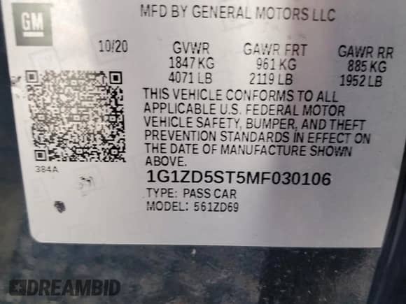 2021 Chevrolet Malibu LT z VIN 1G1ZD5ST5MF030106, wystawiony jako Copart lot #82781775 z przebiegiem 175 065 mil mil oraz Czysty tytuł • Clean title. Historia ofert i sprzedaży dostępna na DreamBid. Obrazek 12.