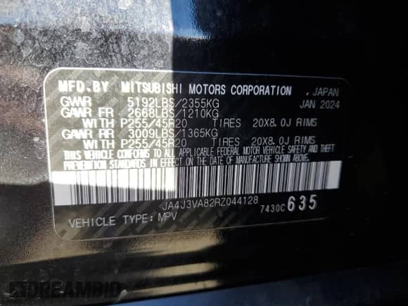 2024 Mitsubishi Outlander SE z VIN JA4J3VA82RZ044128, wystawiony jako Copart lot #90986235 z przebiegiem 36 953 mil mil oraz Czysty tytuł • Clean title. Historia ofert i sprzedaży dostępna na DreamBid. Obrazek 13.