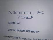 ✅ 2019 Tesla Model S 75D • VIN: 5YJSA1E24KF299762 • Lot: 43325985. Listed on IAAI with 93,016 mi. Free auction sales archive from the USA and detailed vehicle history report at DreamBid. Image 16.