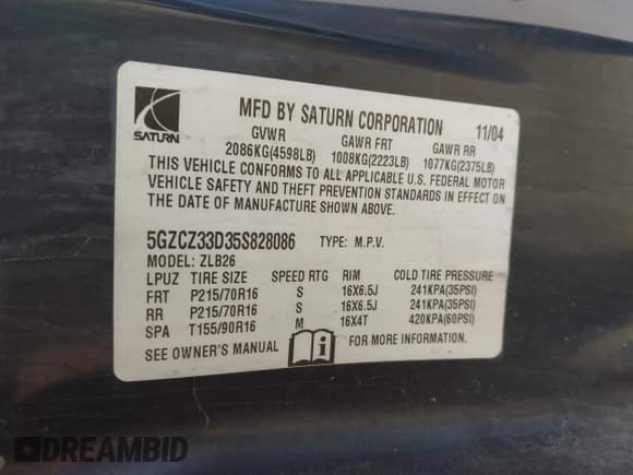 ✅ 2005 Saturn VUE • VIN: 5GZCZ33D35S828086 • Lot: 41389617. Wystawiony na IAAI z przebiegiem Nie podano. Bezpłatny archiwum sprzedaży aukcyjnych z USA i szczegółowy raport historii pojazdu na DreamBid. Zdjęcie 9.