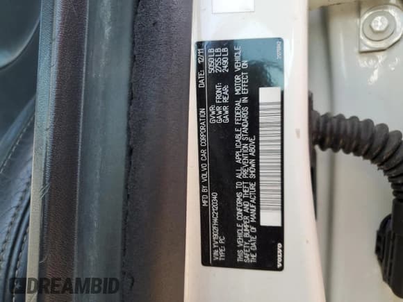 ✅ 2012 Volvo S60 T6 • VIN: YV1902FH4C2120340 • Lot: 83839925. Listed on Copart with 136,527 mi. Free auction sales archive from the USA and detailed vehicle history report at DreamBid. Image 12.