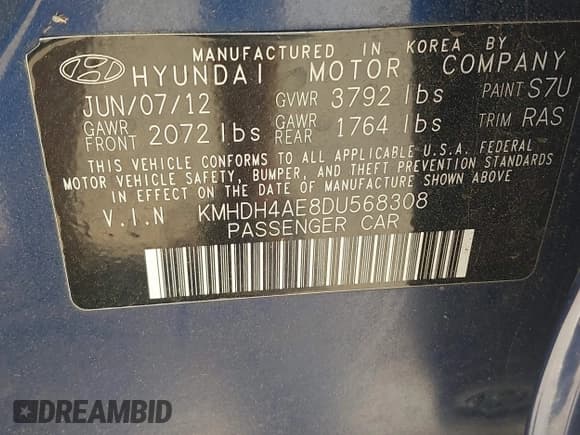 ✅ 2013 Hyundai Elantra GLS • VIN: KMHDH4AE8DU568308 • Lot: 42683718. Wystawiony na IAAI z przebiegiem 189 106 mil. Bezpłatny archiwum sprzedaży aukcyjnych z USA i szczegółowy raport historii pojazdu na DreamBid. Zdjęcie 9.