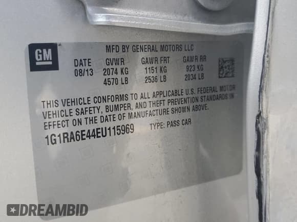 ✅ 2014 Chevrolet Volt • VIN: 1G1RA6E44EU115969 • Lot: 57997284. Wystawiony na Copart z przebiegiem 161 804 mil. Bezpłatny archiwum sprzedaży aukcyjnych z USA i szczegółowy raport historii pojazdu na DreamBid. Zdjęcie 12.