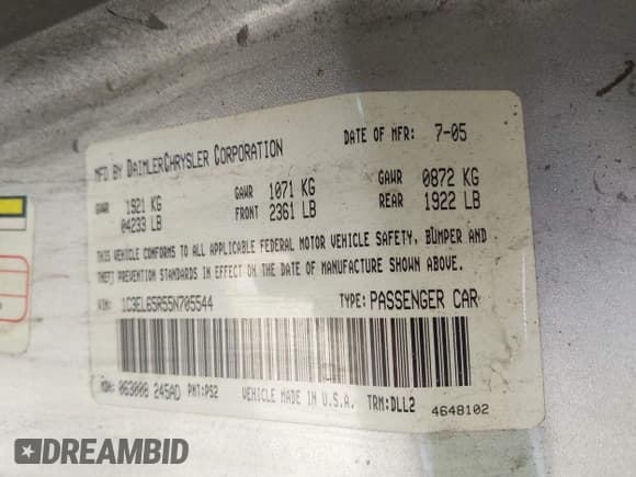 ✅ 2005 Chrysler Sebring Limited • VIN: 1C3EL65R55N705544 • Лот: 42047691. Опубликован ранее на IAAI с пробегом 141 136 миль. Бесплатный доступ к архиву аукционных продаж из США и подробный отчёт об истории автомобиля на DreamBid. Изображение 9.