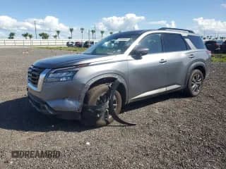 2023 Nissan Pathfinder SV with VIN 5N1DR3BA4PC243216, listed as a Copart auction lot 87036955 with 61,393 mi miles and Salvage title. Bid and sale history available at DreamBid. Image 1.