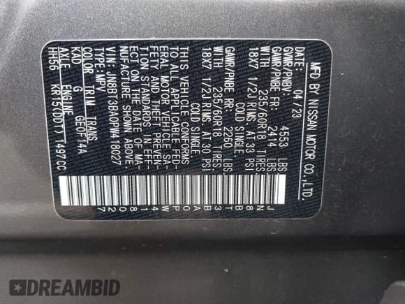 ✅ 2023 Nissan Rogue SV • VIN: JN8BT3BA0PW418027 • Лот: 43456671. Опубликован ранее на IAAI с пробегом 71 815 миль. Бесплатный доступ к архиву аукционных продаж из США и подробный отчёт об истории автомобиля на DreamBid. Изображение 9.