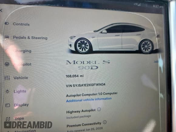 ✅ 2016 Tesla Model S 90D • VIN: 5YJSA1E2XGF141434 • Lot: 91884705. Wystawiony na Copart z przebiegiem 168 054 mil. Bezpłatny archiwum sprzedaży aukcyjnych z USA i szczegółowy raport historii pojazdu na DreamBid. Zdjęcie 9.