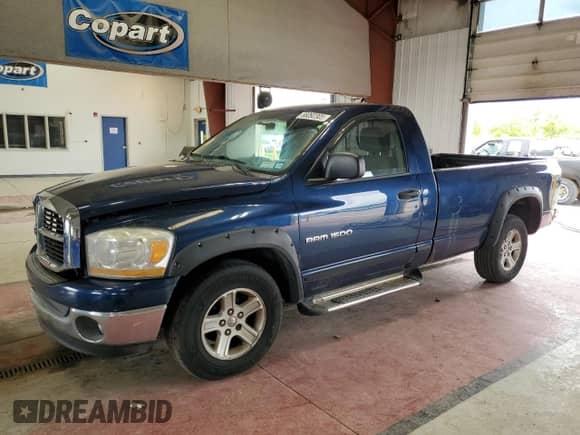 2006 Dodge 1500 SLT with VIN 1D7HA16N26J183595, listed as a Copart auction lot 58092305 with 121,274 mi miles and Salvage title. Bid and sale history available at DreamBid. Image 1.
