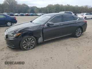 2015 Hyundai Genesis 3.8L z VIN KMHGN4JE5FU017780, wystawiony jako Copart lot #81963554 z przebiegiem 100 099 mil mil oraz Szkoda całkowita • Salvage title. Historia ofert i sprzedaży dostępna na DreamBid. Obrazek 1.