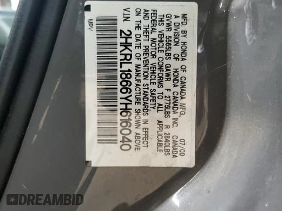 ✅ 2000 Honda Odyssey EX • VIN: 2HKRL1866YH616040 • Лот: 82491865. Опубликован ранее на Copart с пробегом Не указан. Бесплатный доступ к архиву аукционных продаж из США и подробный отчёт об истории автомобиля на DreamBid. Изображение 12.