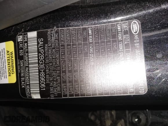 ✅ 2014 Land Rover Range Rover Evoque Pure Plus • VIN: SALVP2BG3EH896061 • Lot: 42170082. Listed on IAAI with 96,622 mi. Free auction sales archive from the USA and detailed vehicle history report at DreamBid. Image 9.