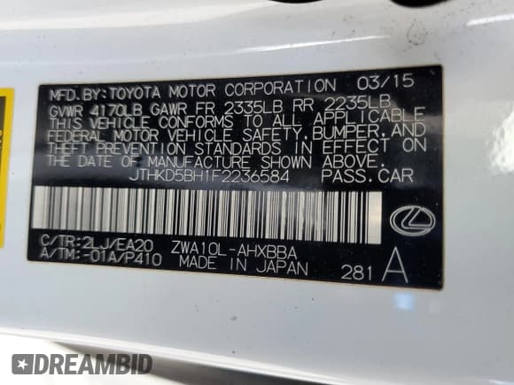 ✅ 2015 Lexus CT 200h • VIN: JTHKD5BH1F2236584 • Лот: 92195945. Опубликован ранее на Copart с пробегом 212 603 миль. Бесплатный доступ к архиву аукционных продаж из США и подробный отчёт об истории автомобиля на DreamBid. Изображение 12.