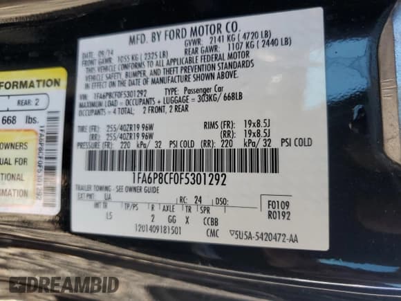 ✅ 2015 Ford Mustang GT • VIN: 1FA6P8CF0F5301292 • Лот: 91107375. Опубликован ранее на Copart с пробегом 47 679 миль. Бесплатный доступ к архиву аукционных продаж из США и подробный отчёт об истории автомобиля на DreamBid. Изображение 12.