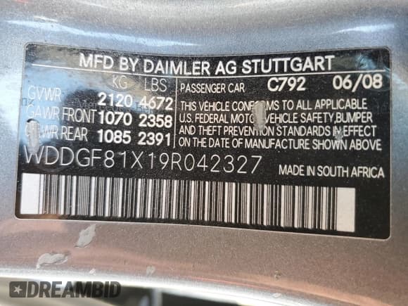 ✅ 2009 Mercedes-Benz C 300 Sport • VIN: WDDGF81X19R042327 • Lot: 87297685. Wystawiony na Copart z przebiegiem 17 600 mil. Bezpłatny archiwum sprzedaży aukcyjnych z USA i szczegółowy raport historii pojazdu na DreamBid. Zdjęcie 12.