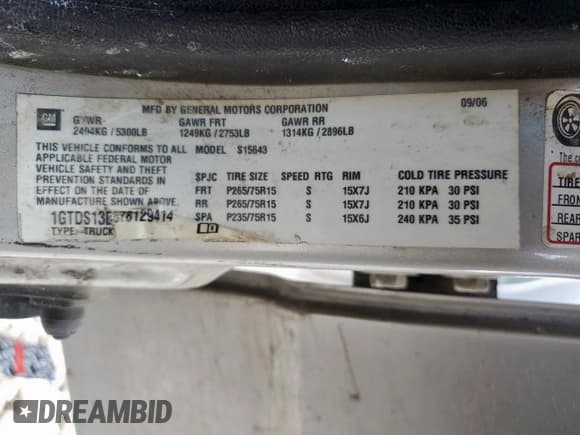 ✅ 2007 GMC Canyon SLE1 • VIN: 1GTDS13E678129414 • Лот: 68543735. Опубликован ранее на Copart с пробегом 147 945 миль. Бесплатный доступ к архиву аукционных продаж из США и подробный отчёт об истории автомобиля на DreamBid. Изображение 12.