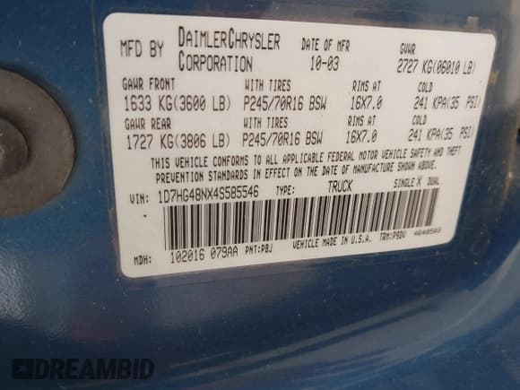 ✅ 2004 Dodge Dakota SLT • VIN: 1D7HG48NX4S585546 • Lot: 41836690. Wystawiony na IAAI z przebiegiem 191 735 mil. Bezpłatny archiwum sprzedaży aukcyjnych z USA i szczegółowy raport historii pojazdu na DreamBid. Zdjęcie 9.