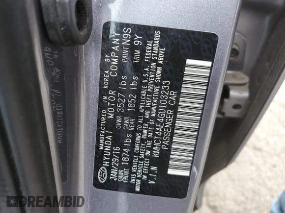 ✅ 2016 Hyundai Accent SE • VIN: KMHCT4AE4GU103233 • Лот: 71652324. Опубликован ранее на Copart с пробегом 49 497 миль. Бесплатный доступ к архиву аукционных продаж из США и подробный отчёт об истории автомобиля на DreamBid. Изображение 12.