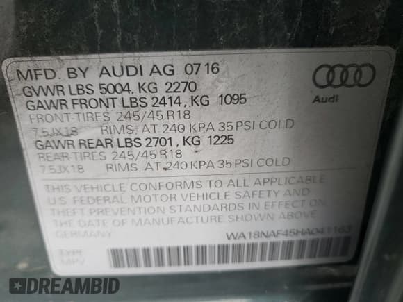 ✅ 2017 Audi allroad A4 Premium Plus • VIN: WA18NAF45HA041163 • Лот: 38342343. Опубликован ранее на Copart с пробегом 74 541 миль. Бесплатный доступ к архиву аукционных продаж из США и подробный отчёт об истории автомобиля на DreamBid. Изображение 12.