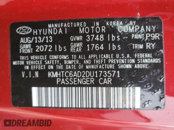 ✅ 2013 Hyundai Veloster w/Black Int • VIN: KMHTC6AD2DU173571 • Lot: 44733035. Wystawiony na Copart z przebiegiem 146 397 mil. Bezpłatny archiwum sprzedaży aukcyjnych z USA i szczegółowy raport historii pojazdu na DreamBid. Zdjęcie 12.