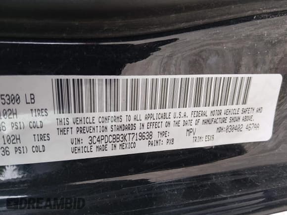 ✅ 2019 Dodge Journey SE • VIN: 3C4PDCBB3KT719638 • Lot: 43797601. Wystawiony na IAAI z przebiegiem 134 880 mil. Bezpłatny archiwum sprzedaży aukcyjnych z USA i szczegółowy raport historii pojazdu na DreamBid. Zdjęcie 9.