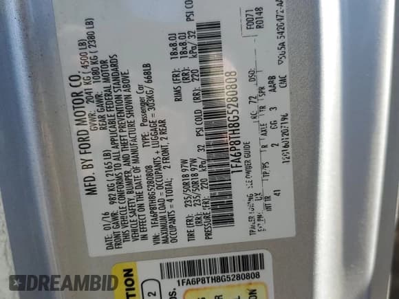 ✅ 2016 Ford Mustang EcoBoost • VIN: 1FA6P8TH8G5280808 • Lot: 88363015. Listed on Copart with 148,824 mi. Free auction sales archive from the USA and detailed vehicle history report at DreamBid. Image 12.