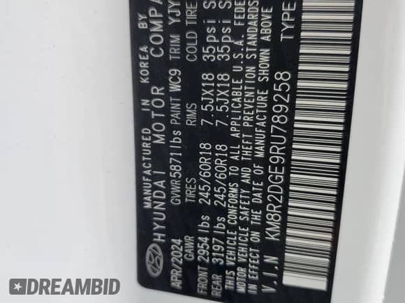 2024 Hyundai Palisade SEL с VIN KM8R2DGE9RU789258, выставлен на аукционе Copart как лот 67995634 с пробегом 4 269 миль миль и Чистый • Clean title. История ставок и продаж доступна на DreamBid. Изображение 14.