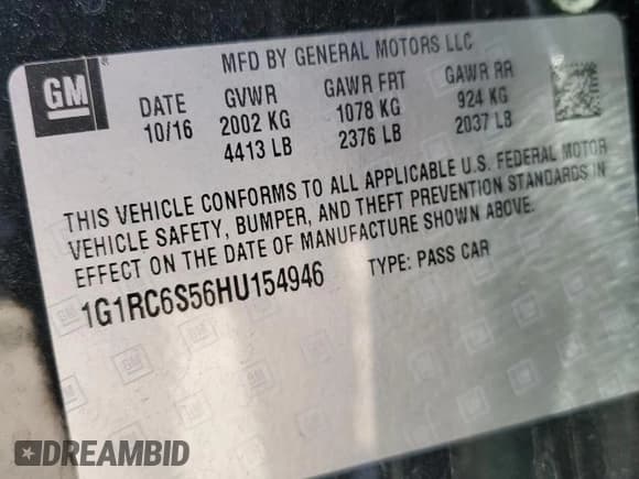 ✅ 2017 Chevrolet Volt LT • VIN: 1G1RC6S56HU154946 • Lot: 80541024. Wystawiony na Copart z przebiegiem 72 676 mil. Bezpłatny archiwum sprzedaży aukcyjnych z USA i szczegółowy raport historii pojazdu na DreamBid. Zdjęcie 12.