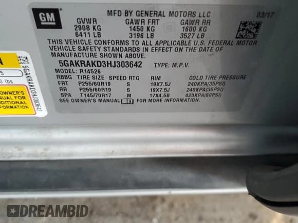 ✅ 2017 Buick Enclave Convenience • VIN: 5GAKRAKD3HJ303642 • Лот: 70160695. Опубликован ранее на Copart с пробегом 125 998 миль. Бесплатный доступ к архиву аукционных продаж из США и подробный отчёт об истории автомобиля на DreamBid. Изображение 13.