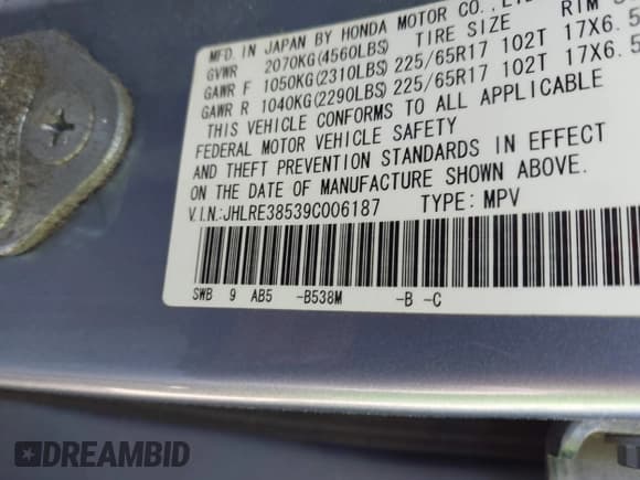 ✅ 2009 Honda CR-V EX • VIN: JHLRE38539C006187 • Lot: 43234756. Wystawiony na IAAI z przebiegiem 158 308 mil. Bezpłatny archiwum sprzedaży aukcyjnych z USA i szczegółowy raport historii pojazdu na DreamBid. Zdjęcie 9.