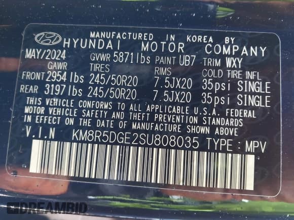✅ 2025 Hyundai Palisade Limited • VIN: KM8R5DGE2SU808035 • Лот: 42324623. Опубликован ранее на IAAI с пробегом 5 493 миль. Бесплатный доступ к архиву аукционных продаж из США и подробный отчёт об истории автомобиля на DreamBid. Изображение 9.