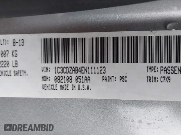 ✅ 2014 Dodge Avenger SE • VIN: 1C3CDZAB4EN111123 • Лот: 43440106. Опубликован ранее на IAAI с пробегом 129 181 миль. Бесплатный доступ к архиву аукционных продаж из США и подробный отчёт об истории автомобиля на DreamBid. Изображение 9.