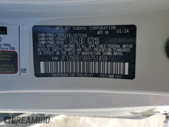 ✅ 2024 Toyota 86 • VIN: JF1ZNBB19R9751459 • Лот: 65811855. Опубликован ранее на Copart с пробегом 14 820 миль. Бесплатный доступ к архиву аукционных продаж из США и подробный отчёт об истории автомобиля на DreamBid. Изображение 12.