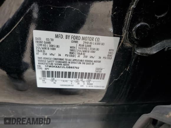 ✅ 2020 Ford Police Interceptor Utility • VIN: 1FM5K8AC2LGB85702 • Лот: 47487515. Опубликован ранее на Copart с пробегом 54 282 миль. Бесплатный доступ к архиву аукционных продаж из США и подробный отчёт об истории автомобиля на DreamBid. Изображение 13.