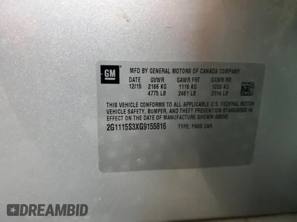 ✅ 2016 Chevrolet Impala LT • VIN: 2G1115S3XG9155816 • Лот: 59350024. Опубликован ранее на Copart с пробегом 139 254 миль. Бесплатный доступ к архиву аукционных продаж из США и подробный отчёт об истории автомобиля на DreamBid. Изображение 12.